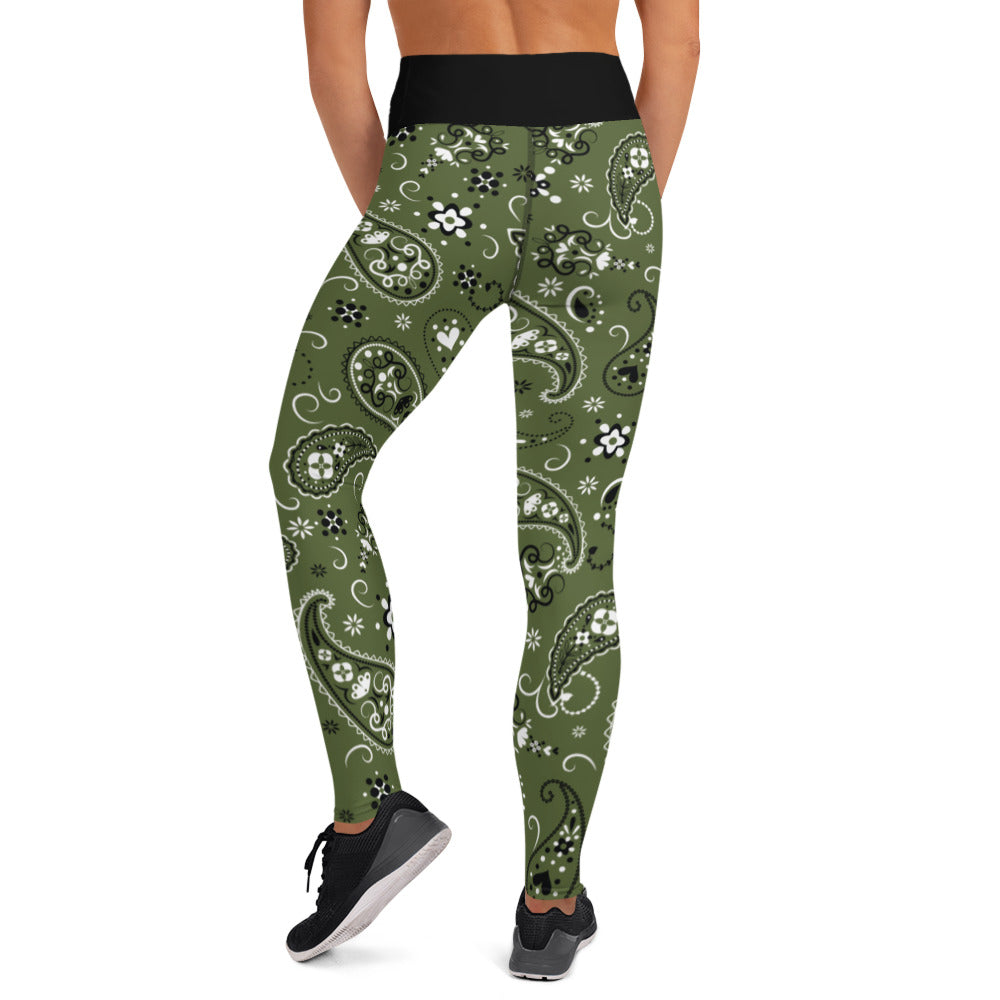 Bandana Print Leggings (Olive Green)