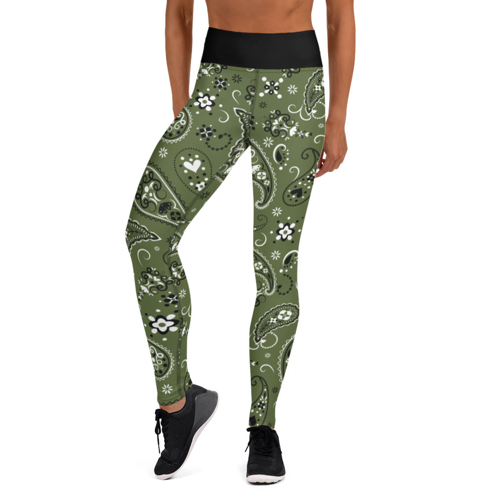 Bandana Print Leggings (Olive Green)