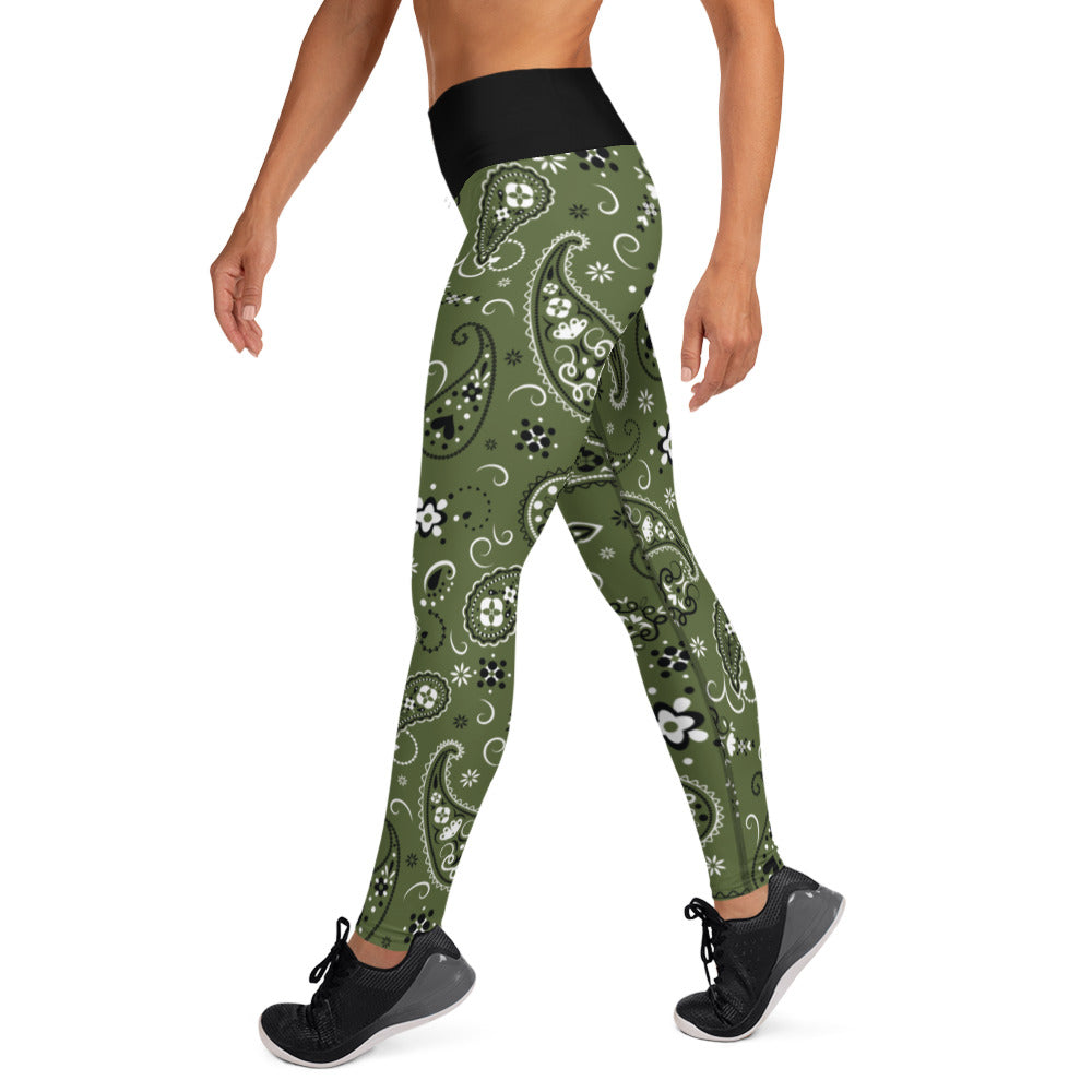 Bandana Print Leggings (Olive Green)