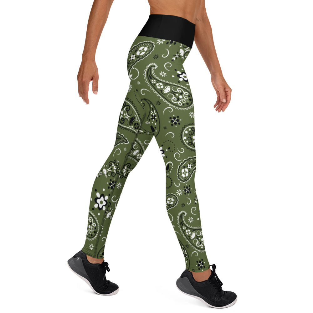 Bandana Print Leggings (Olive Green)